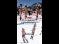 Skiers beat record temps in swimsuits
